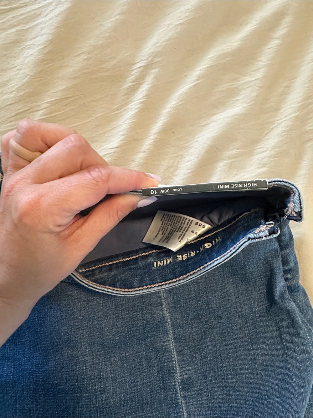 American Eagle Outfitters Blue Denim Mini Skirt with Front Slit - Picture 3 of 3